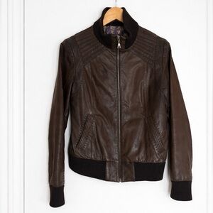 Danier Genuine Leather Brown Bomber Jacket Size M
